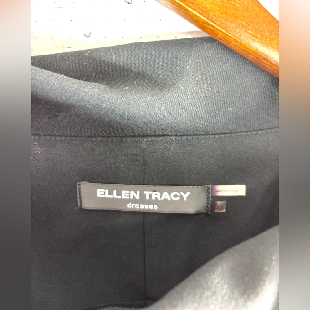 Ellen Tracy 8 Sleeveless Classic Black Dress w Asymmetrical Neckline - Funeral - Picture 9 of 10